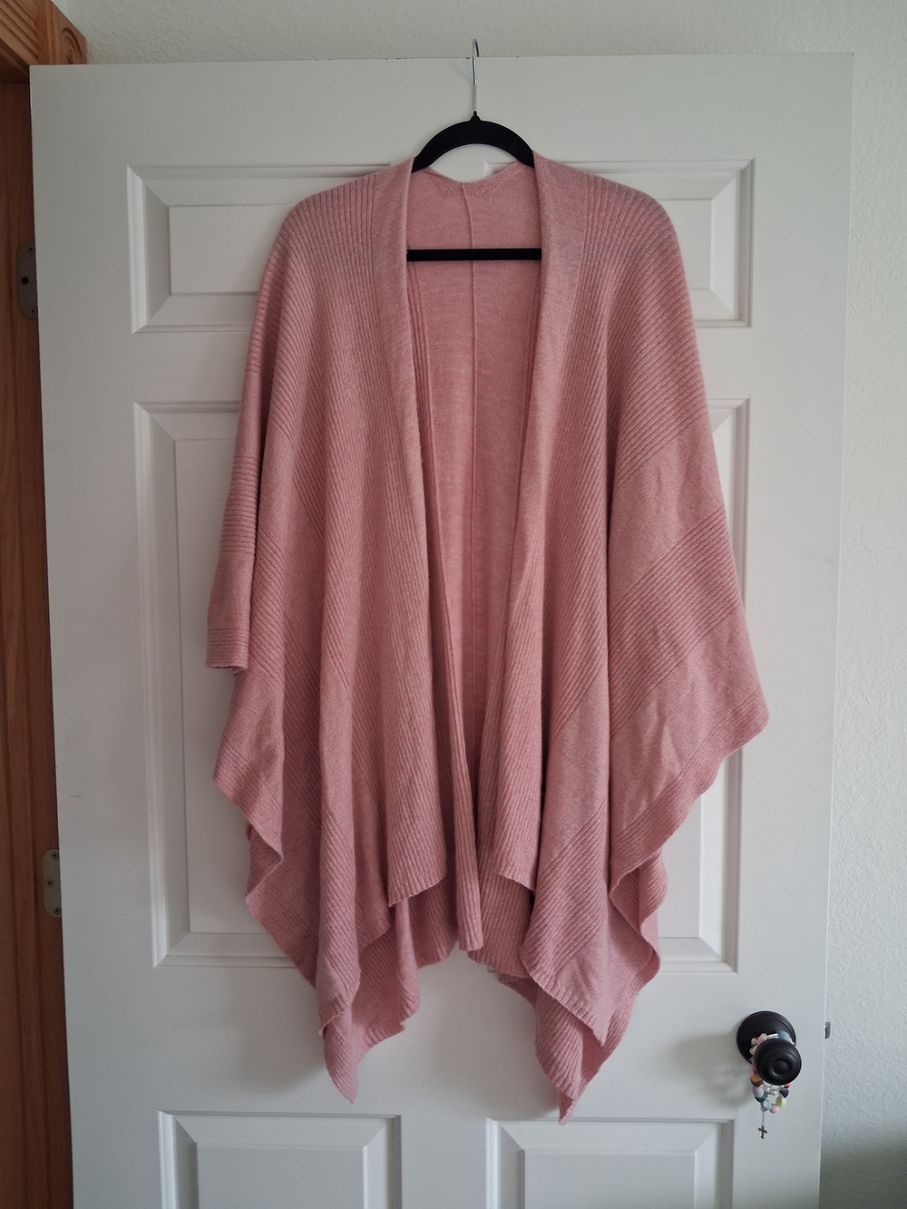 Blush Pink Open-Front Knit Poncho Wrap..Pretty And SOFT!